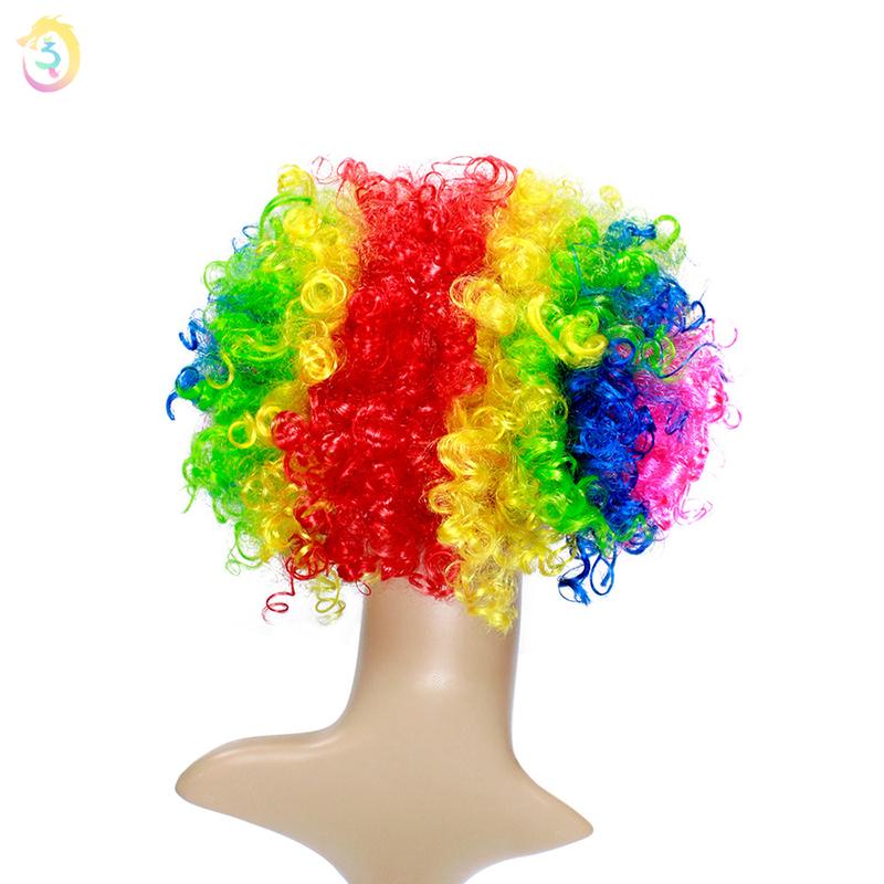 Tóc Giả Chú Hề Nhiều Màu Xoăn Hoá Trang Halloween Vui Nhộn Wig 1