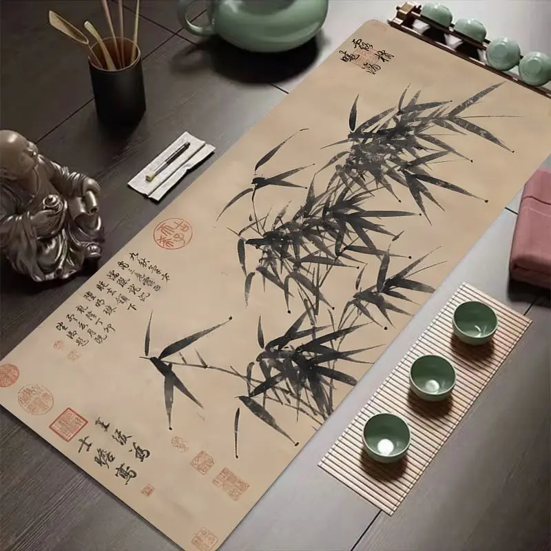 Pad Tetikus Buluh Dakwat, Gaya Cina, Tebal dan Bersaiz Besar, Sesuai untuk Pejabat, Komputer dan Papan Kekunci, Tikar Desktop, dengan Lukisan Dakwat Cina