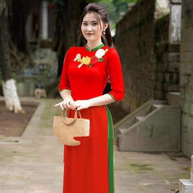 Áo dài đẹp thêu hoa lụa mỹ cao cấp cổ trụ tay lỡ chọn size theo số đo_Áo dài Lan Anh  Women 3