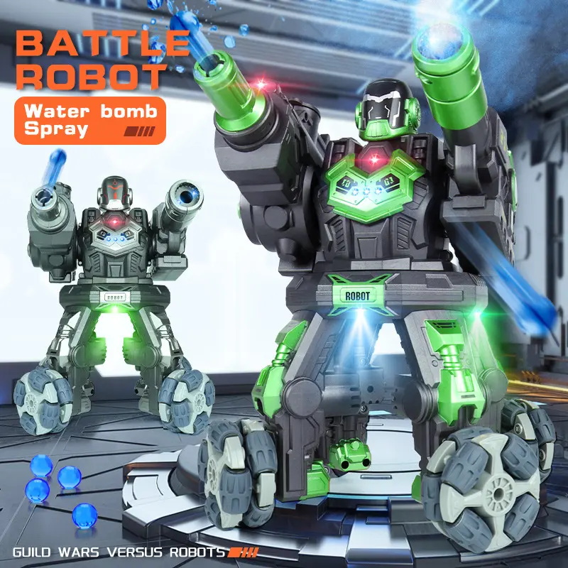 Battle robot 2.4G infrared induction belt spray light music launch water bomb remote control robot