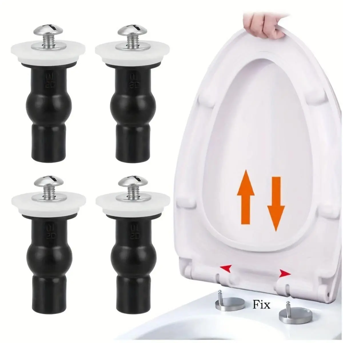 Toilet Seat Hinges Bolt, 4 Counts Expanding Small Universal Toilet Seat Screws, Rubber Top Nuts, Screw Fixings Blind Hole Fittings for Toilet