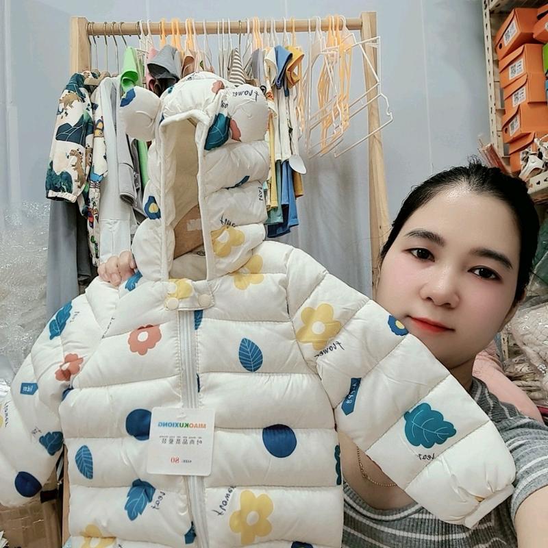 Quần áo trẻ em, Áo khoác phao cho bé, áo phao tai gấu siêu nhẹ nhiều họa tiết