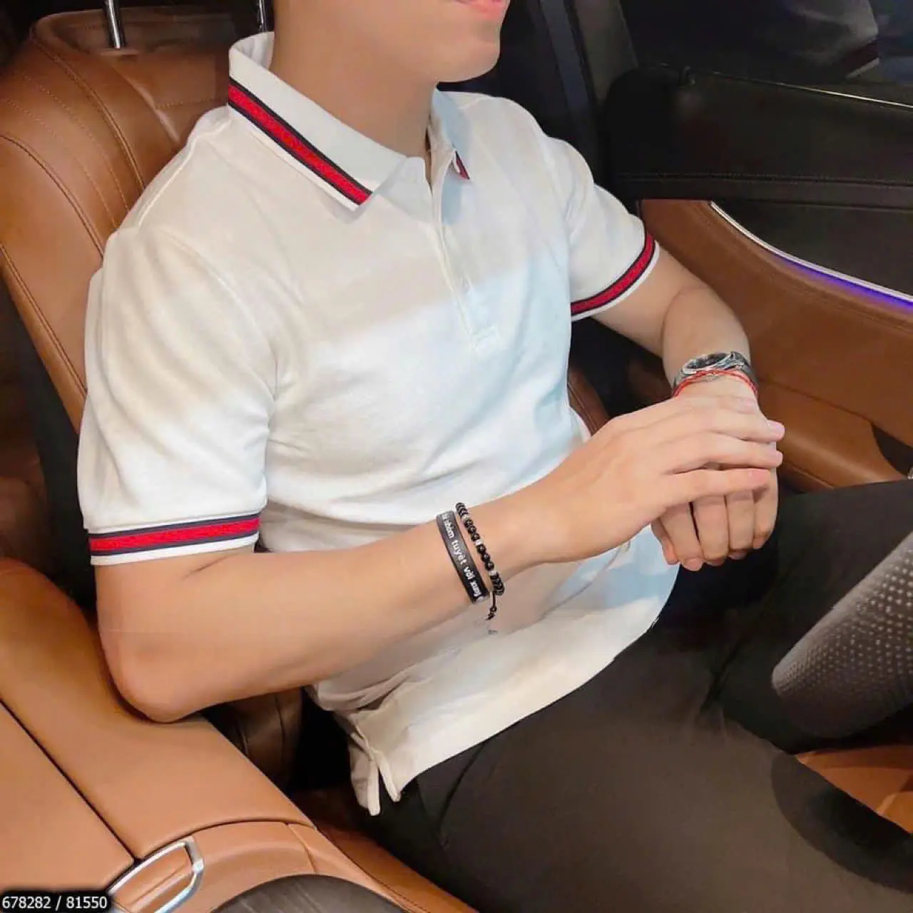 Áo thun polo nam nữ phối viền đỏ cổ và tay phong cách Hàn Quốc sang trọng MÂY FASHION - Cộc Tay, Ngắn Tay Menswear Shirt