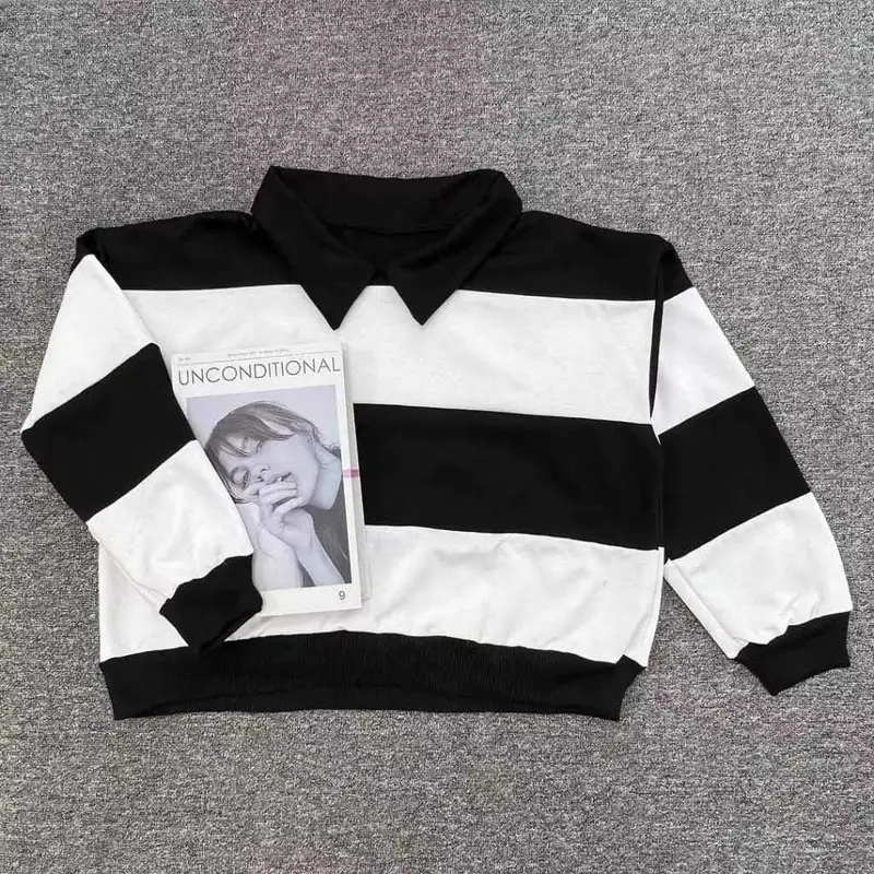 Ji Hoo Combi Crope Sweater Wanita Korean Style fleece | Atasan Wanita Terbaru 4