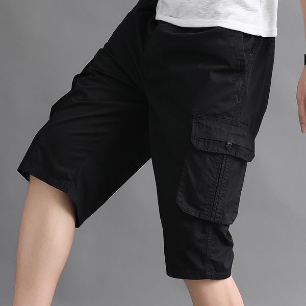 Summer Men's Casual Middle-Aged Cropped Pants Dad Workwear Shorts Middle-Aged and Elderly Cotton Loose Breeches Thin Pirate Shorts Menswear Lingerie 2