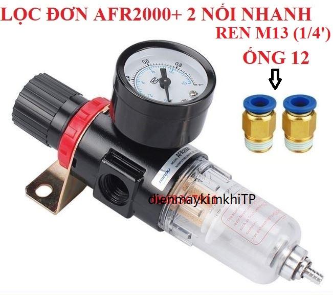Lọc hơi khí nén AFR 2000 kèm nối nhanh ống 4-6-8-10-12mm LỌC ĐƠN KHÍ NÉN CÓ VAN CHỈNH ÁP KHÍ NÉN