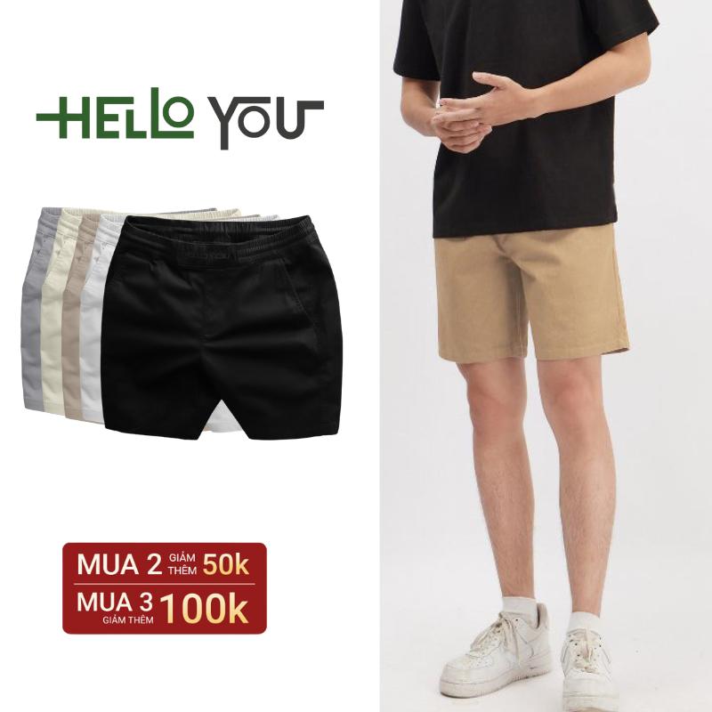 Quần Short Kaki Nam thêu Helloyou co giãn, form trên gối trẻ trung năng động Menswear