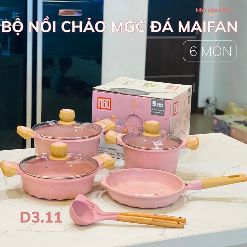 Nồi chảo chống dính đá maifan MGC cao cấp  6 món - đáy từ - dùng cho mọi loại bếp