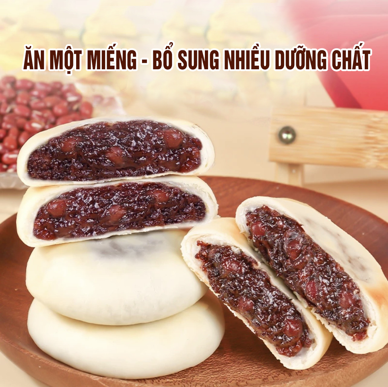 Bánh Đậu Đỏ Gạo Lứt Không Đường dinh dưỡng tiện lợi thơm ngo