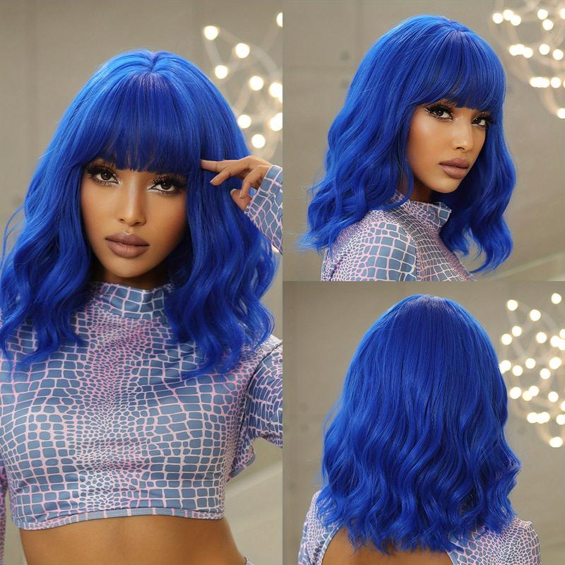 14 Inches Long Curly Orange Wigs with Bangs Synthetic Wigs Women'S Wigs for Daily or Cosplay Use 5