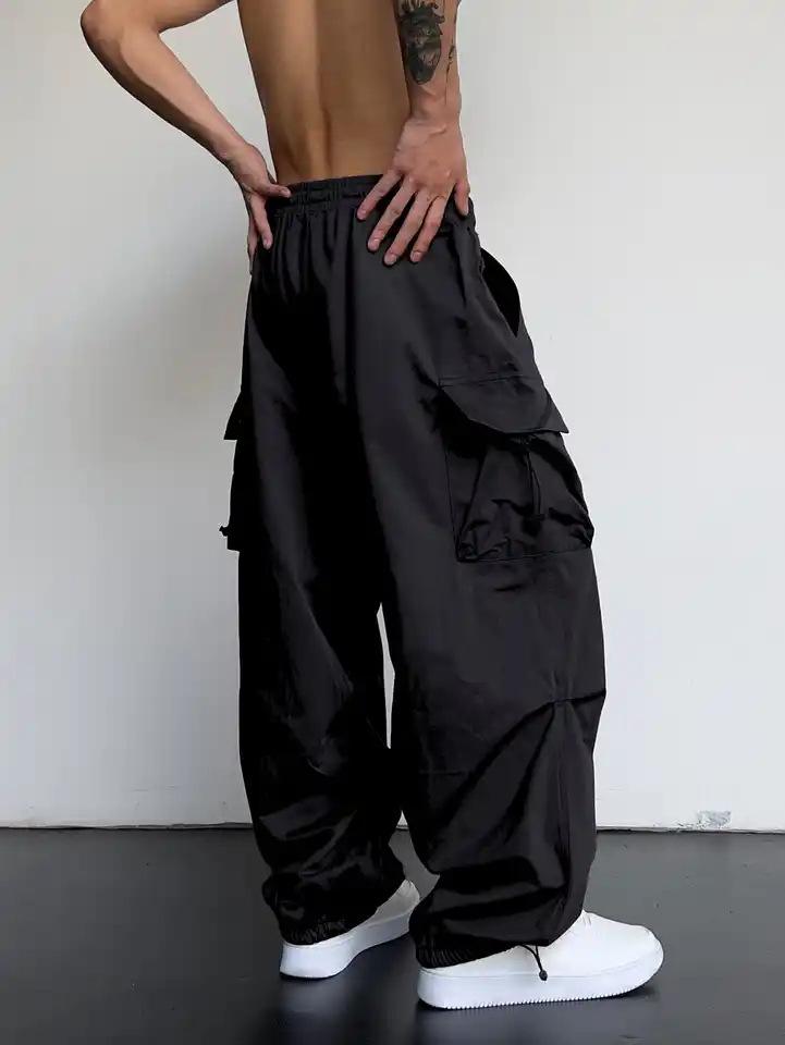 Product Introduction of 2024 Summer New Quick-Drying Overalls Men's American Parachute Pants High Waist Wide Leg Leisure Track Pants 1