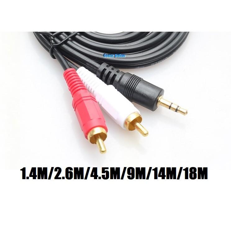 Gold-Plated 3.5mm Stereo Audio Aux to 2 RCA (MALE)L/R Cable (1.4M/2.6M ...