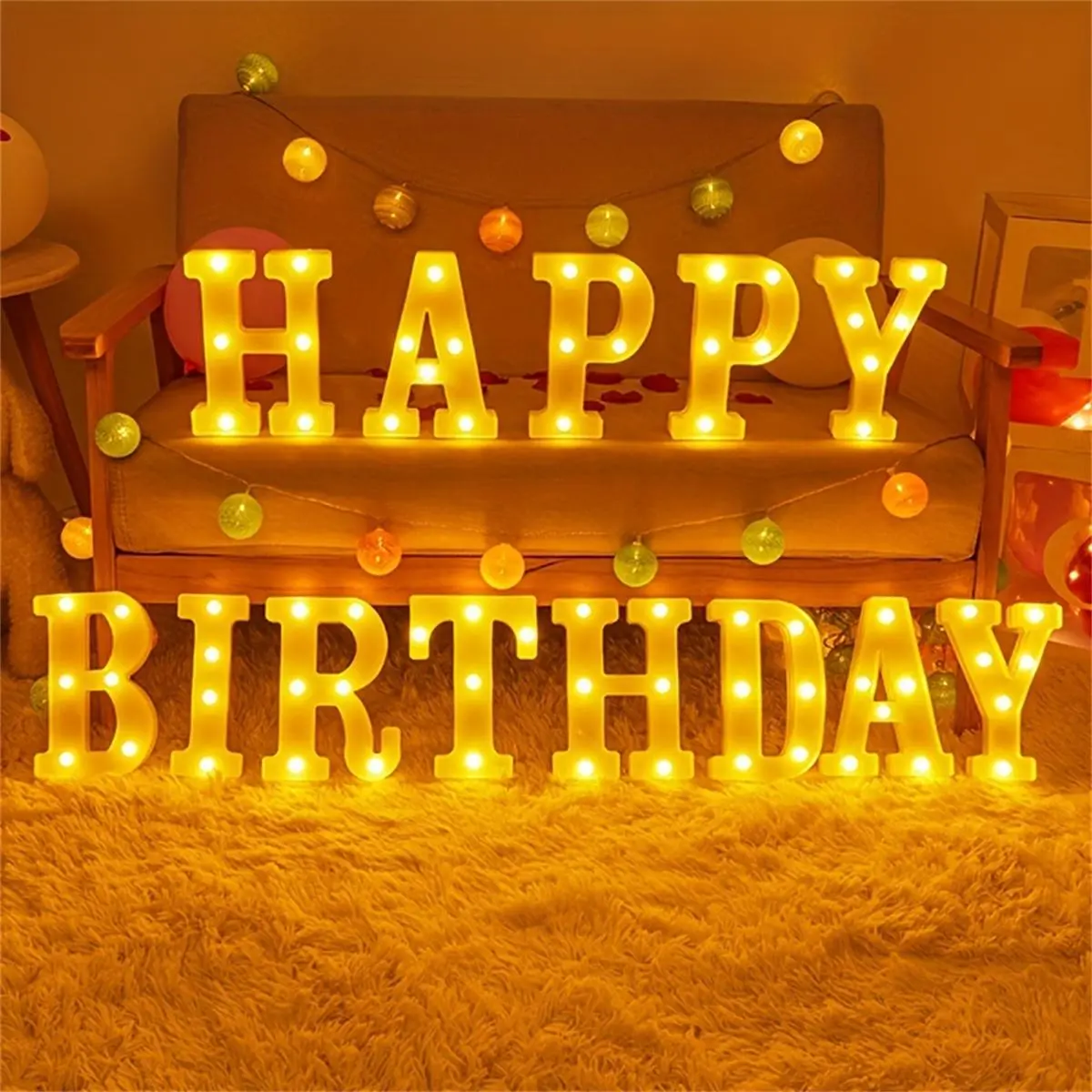 Creative LED Letter Light, 1 Count Battery Powered Letter Night Light, Modern Letter Decorative Light without Battery for Wedding, Birthday Party