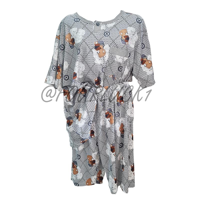 FOURLUCK Baju tidur kaos katun Motif lucu Pendek 0
