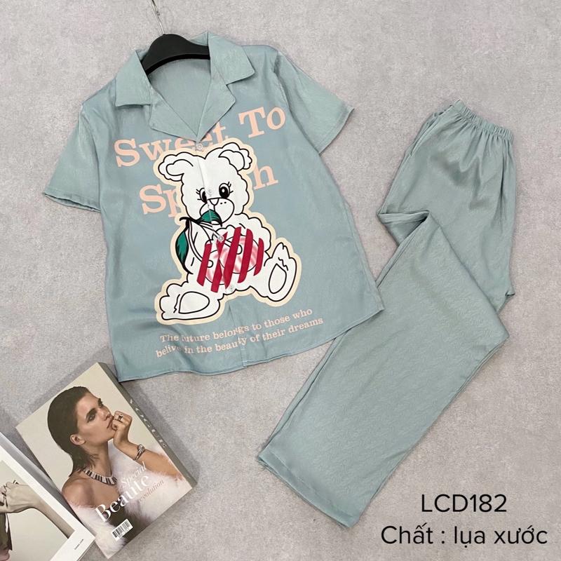 Set bộ ngủ mặc nhà lụa xước nữ cộc dài có sz 40-65kg đồ macnha Women pizamanu pijama ladder Voi Thun 2
