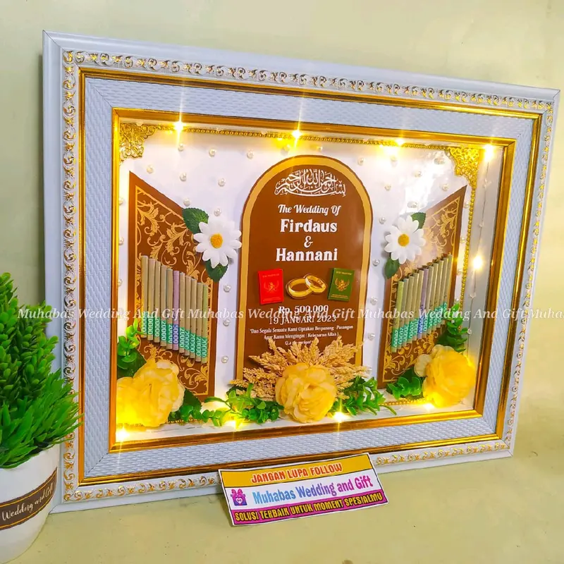 Mahar Pernikahan Rustic Modern / Mahar Islami / Mahar Modern Dipasang di Dinding 1