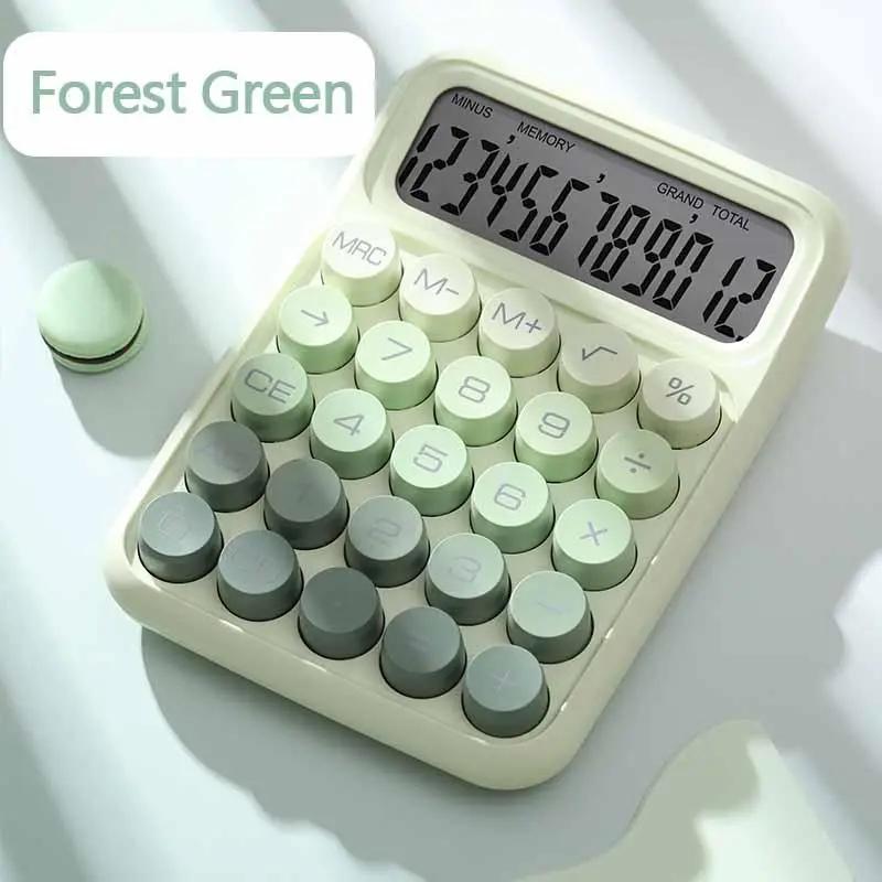 Portable Mini Calculator without Battery, 1 Count 12 Bit Desktop Calculator with Sensitive Button, Accounting Supplies for Office School 5