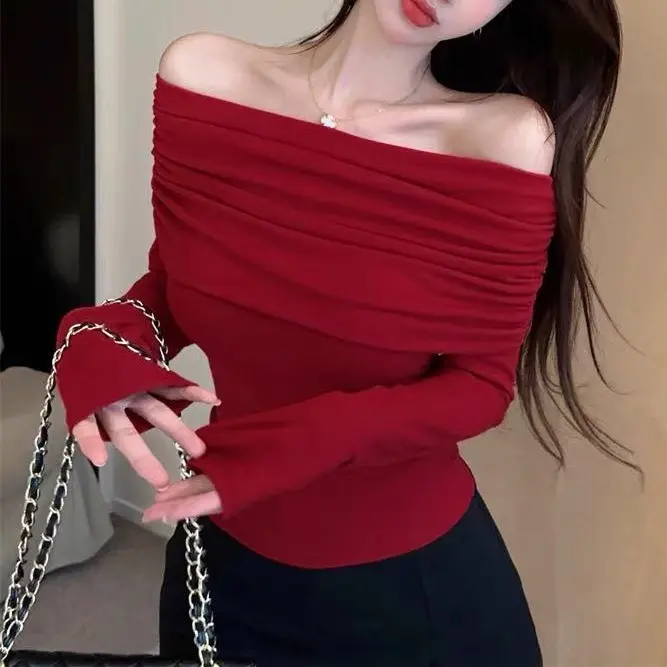 Áo thun nữ thiết kế hàng cao cấp thun nhũ xịn kiểu trễ vai sang trọng LAMO - AT02