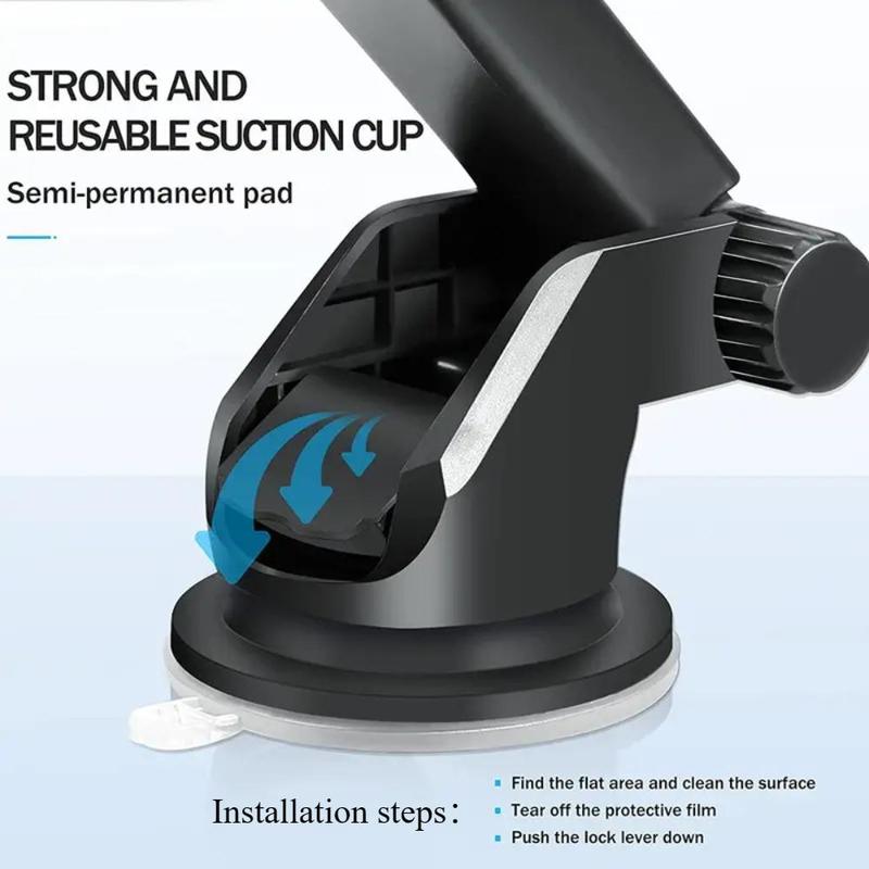 360° Rotatable Car Phone Holder, Car Dashboard Suction Cup Phone Mount, Washable Car Phone Holder for iPhone & Android, Phone Fixed Holder for Car 4