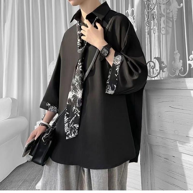 Bộ Ba Mảnh, Áo Cropped Nam, Chất Liệu Lụa Lạnh Dáng Suông, Quần Thường Ngày Phong Cách Ngầu Màu Xanh Lá Đậm Cao Cấp, Tuyệt Vời Để Mặc Hàng Ngày 7