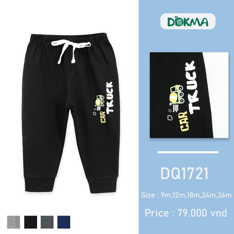 DOKMA - Quần dài bo ống vải cotton cho bé trai 2