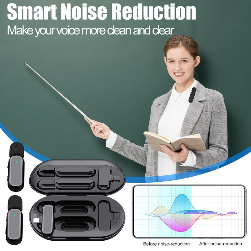 Product Introduction of Wireless Lavalier Microphone, USB Rechargeable Wireless Microphone, Noise Reduction Technology Microphone for Live Streaming & Video Blogging 5