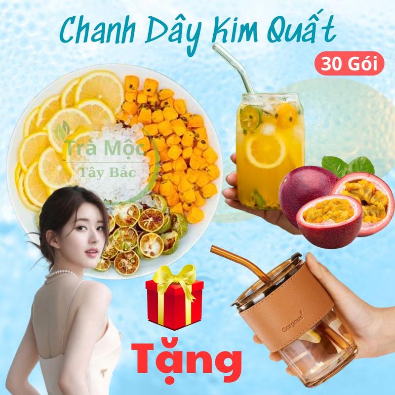  Hộp 30 gói Tặng Cốc Da Trà chanh dây kim quất - hỗ trợ đẹp da detox thanh nhiệt bổ sung vitamin C Thảo mộc tự nhiên Tây Bắc Sấy Thăng Hoa   Chanh Dây  Cam Vàng  Quất Xanh   nước chè trà tea 