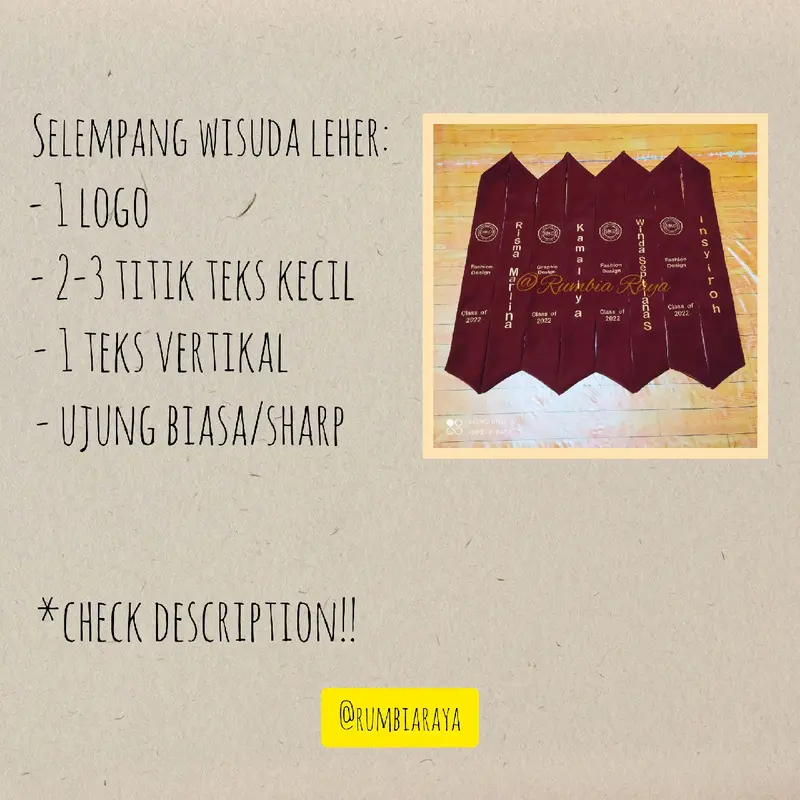 Selempang wisuda leher/ kalung bludru #E 0