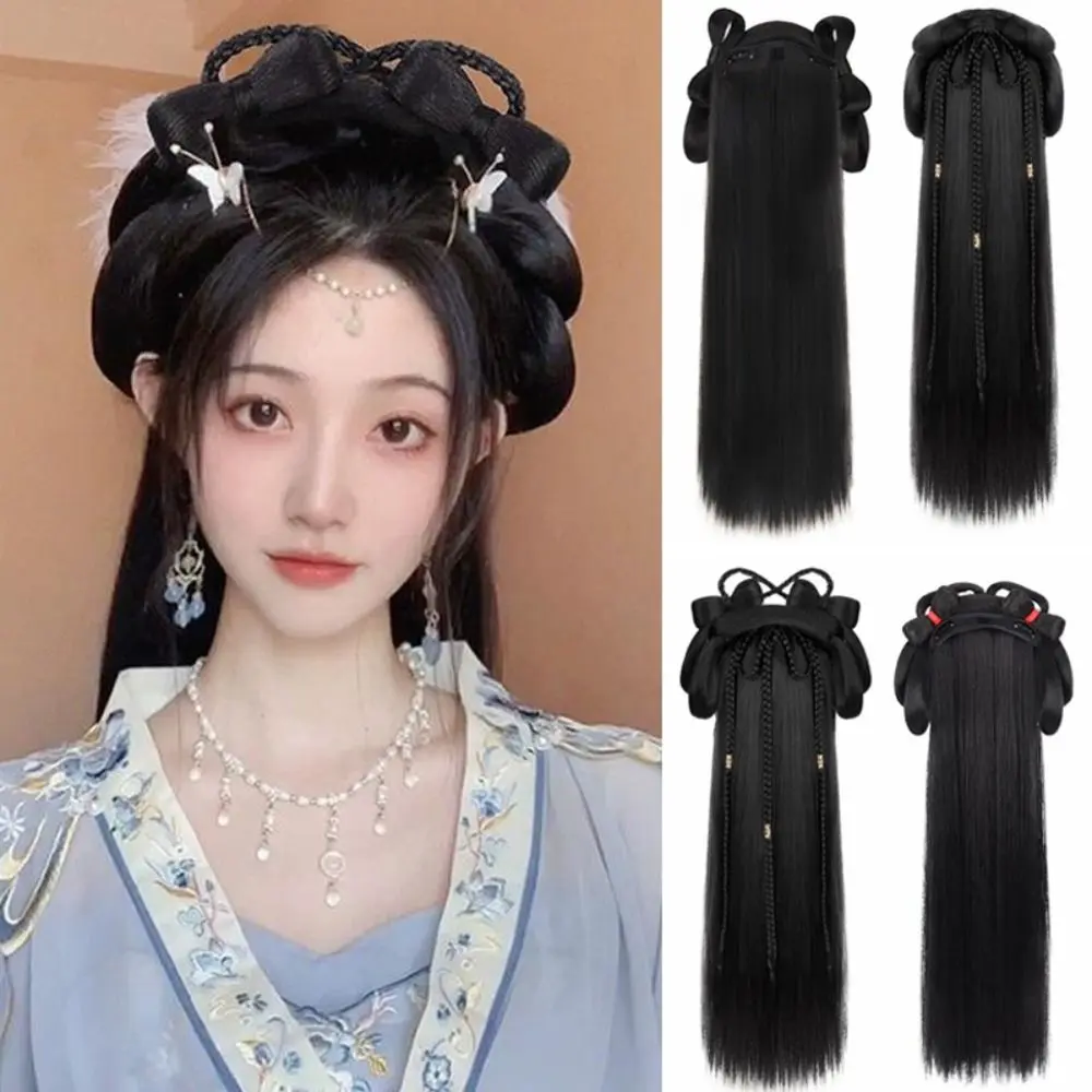 Tóc Giả Hanfu Tổng Hợp, Phong Cách Cổ Xưa, Băng Đô, Phụ Kiện Cài Tóc Cổ Điển, Tóc Giả Dài Cổ Trang Trung Quốc, Thẳng Và Vô Hình, Thích Hợp Để Hóa Trang, Cho Phụ Nữ