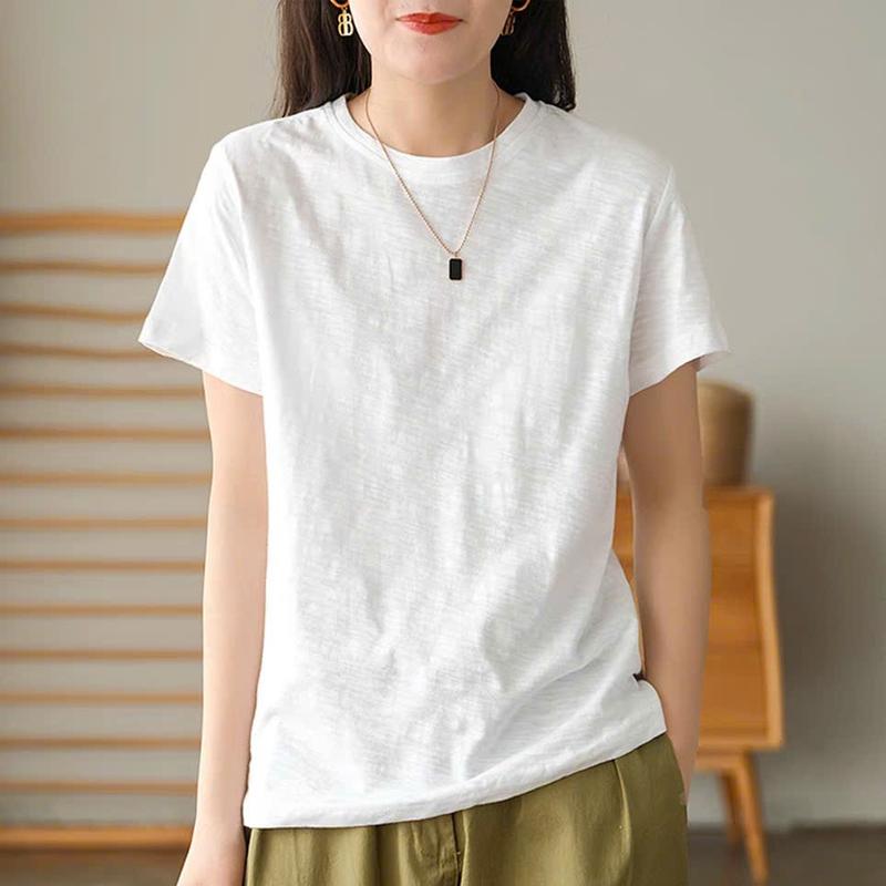 ANHSTORE1608 Áo thun nữ NGẮN TAY XƯỢC basic chất cotton siêu mát full size 40kg-70kg trơn baby tee phong cách thoải mái cho mọi lứa tuổi
