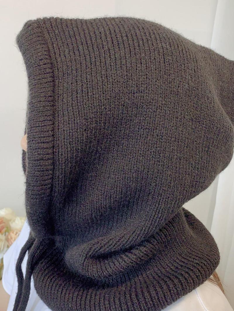 Product Introduction of Solid Color Pullover Hat, Casual Warm Hooded Hat for Fall & Winter, Fashion Accessories for Women & Men 4