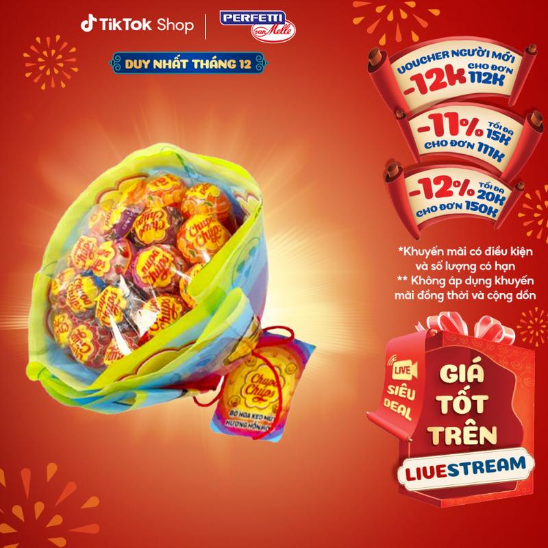  Kẹo mút Chupa Chups hình dáng Bó hoa hồng hương trái cây  19 que kẹo  phù hợp tặng người thương nhân dịp đặc biệt 