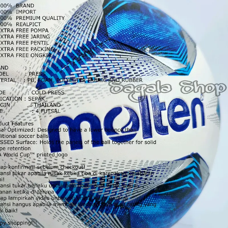 Bola Futsal Molten Size 4 Vantaggio Outdoor Dan Indoor Ball Pompa Olahraga Kaki 1
