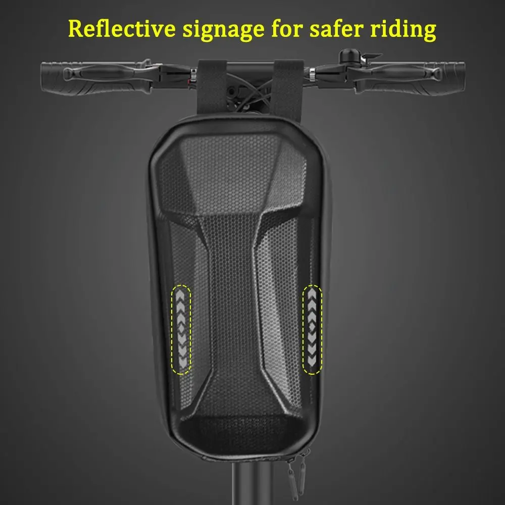 Trendy 2-3L Electric Scooter Front Bag EVA Hard Shell Handlebar Hanging Bag Reflective Waterproof Bicycle Bag