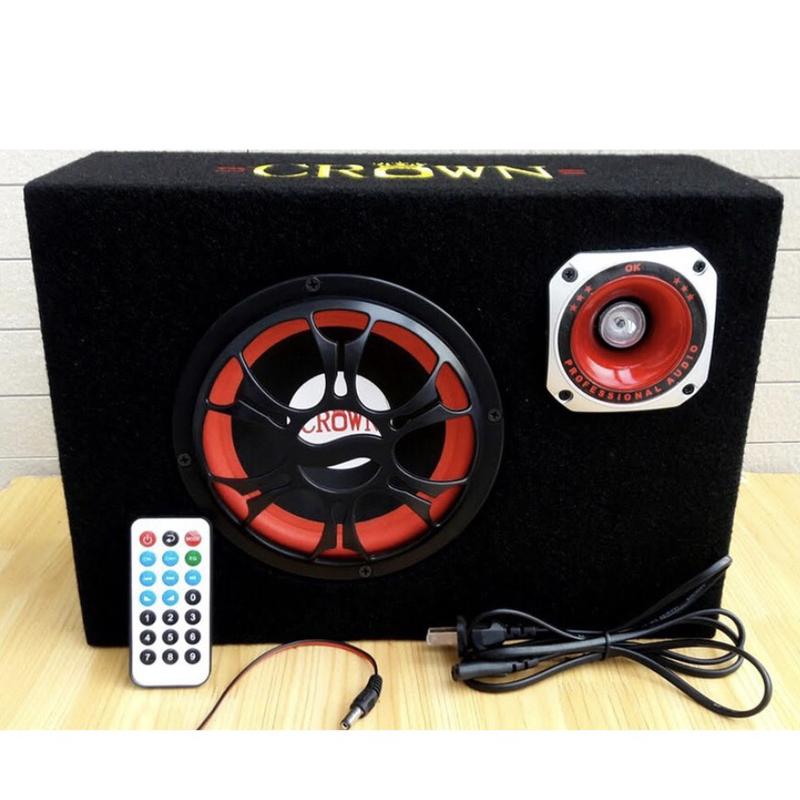Loa Crown 6 đế vuông tích hợp bluetooth, hỗ trợ nguồn ô tô 12V, 220V. âm Bass sâu, bảo hành 06 tháng Nghe Nhạc