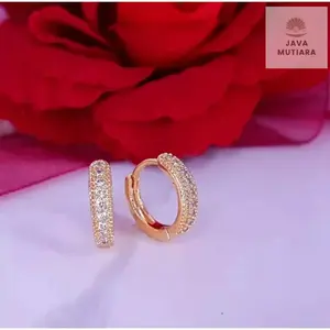 PERHIASAN WANITA ANTING CLIP TITANIUM PERMATA CANTIK ROSE TERBARU ANTI LUNTUR ANTI KARAT MEWAH