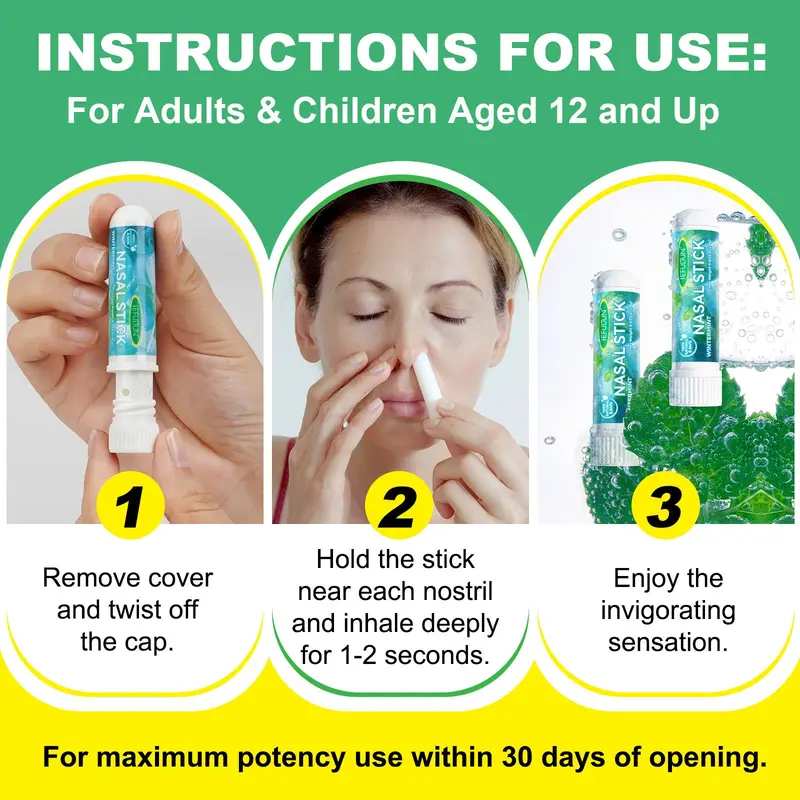 Natural Plant Essential Oil Nasal Stick, 4 Counts/set Refreshing Nasal Stick, Nasal Congestion Relief Stick, Portable Oral Care Product for Women & Men, Nasal Inhaler 6