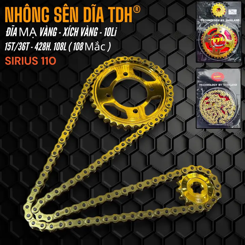 [ Thành DH ] Nhông Sên Dĩa TDH V2 Lắp Cho Sirius 110 - 50 - Wave - Dream [ Sên 10 Li/ 108 Mắc Lắp Cho Gắp Dài ] Phụ Tùng 4