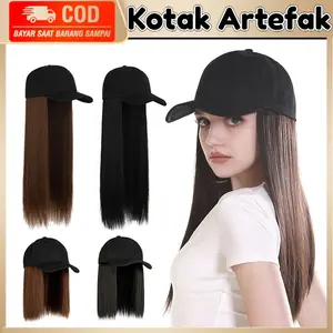 New Topi Wig Rambut Lurus 30/60Cm Wanita Korean Version / Wig Hat Women'S Long Straight Hair / Wig Fashion