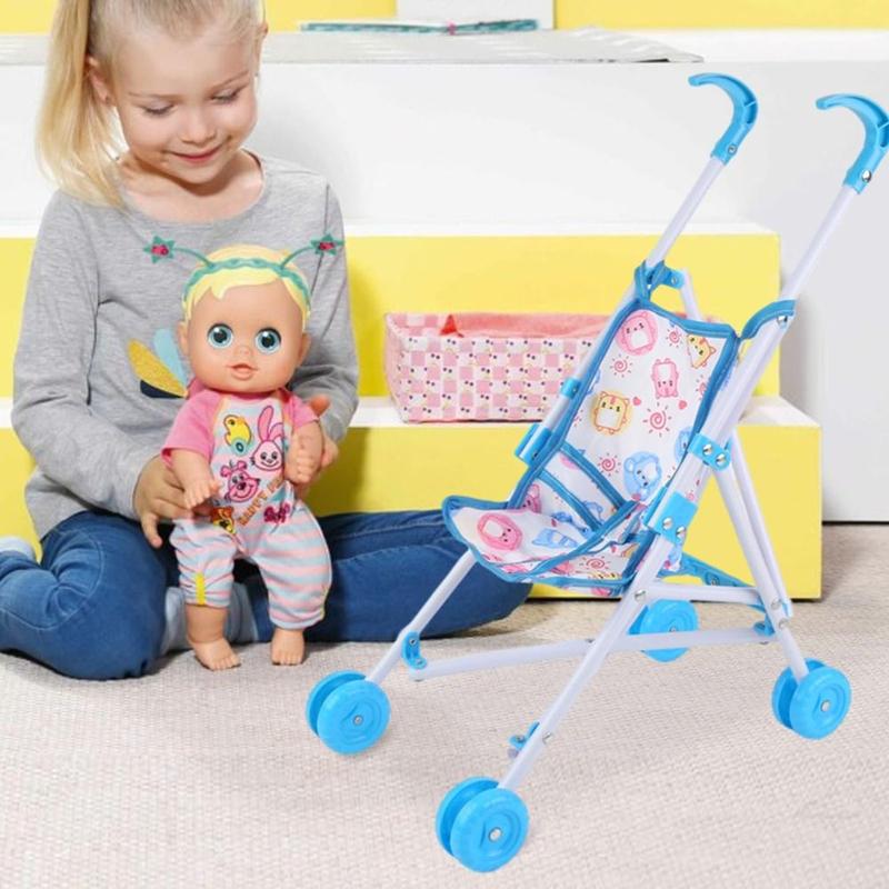 Product Introduction of Trendy Interactive Dolls Pram Pretend Play Toys Stable Baby Stroller Plastic Doll Stroller for Boys Girls Babies 17