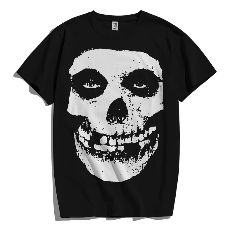 KAOS BAND MISFITS | H76 | LOGOS SKULL | KAOS BAND ROCK | KAOS BAND PUNK | KAOS METAL | PUNK HORROR Baju Kain Baju Kain Lembut Panjang 0