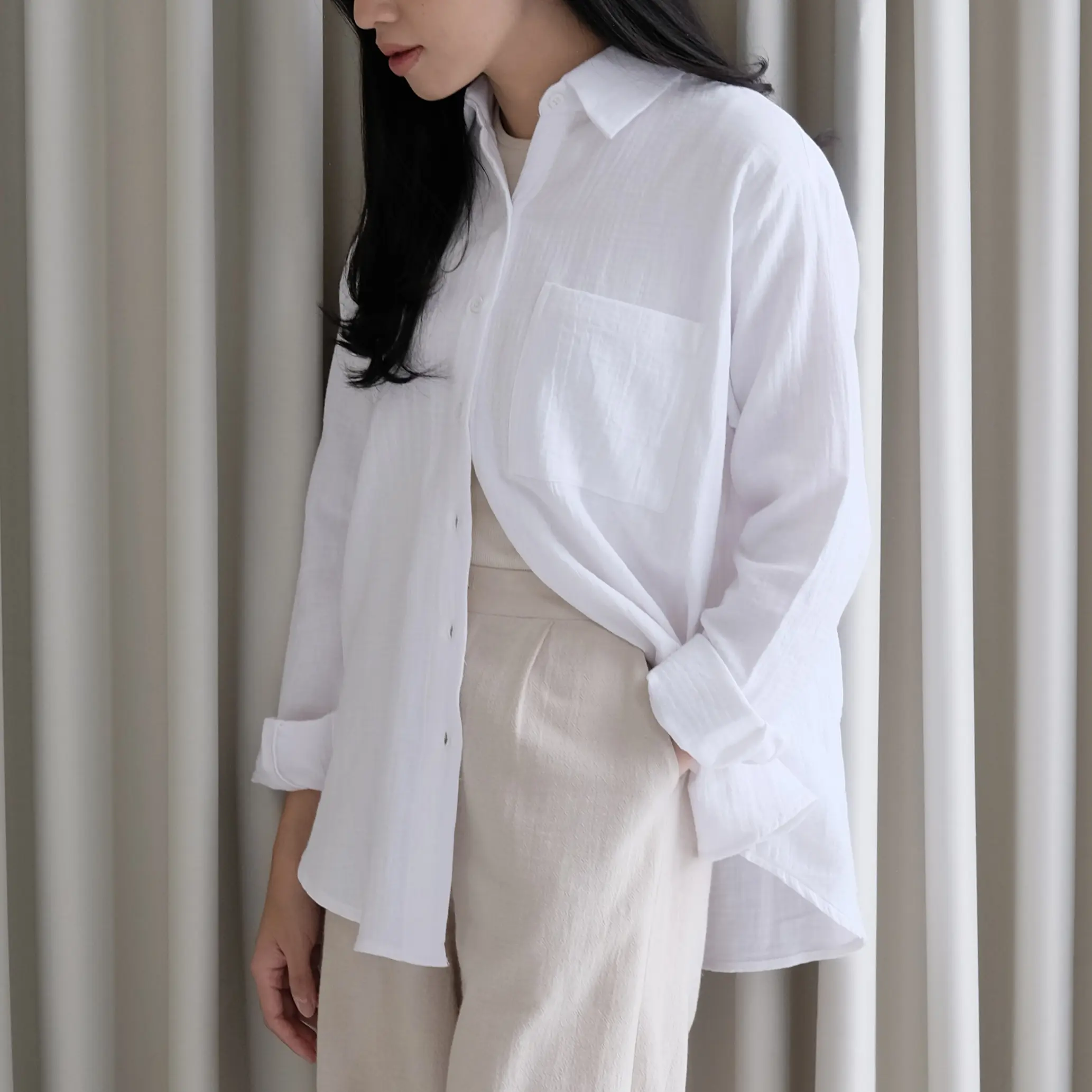 Muslin Shirt | ATKEY Official - Kemeja Panjang Wanita Dewasa Casual