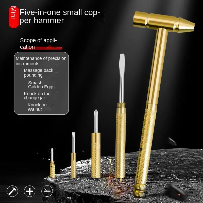 Mini Multi-Functional Hammer - 6-in-1 Tool for Cracking Nuts, Screwdriver, and More, Compact and Versatile Design
