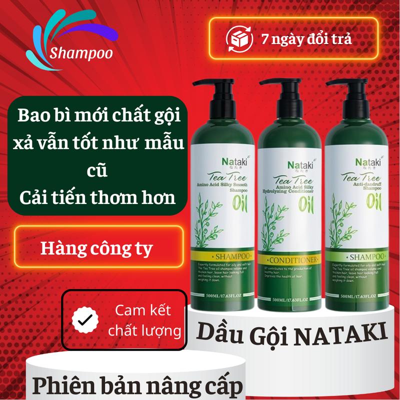 Cặp dầu gội trà xanh Nataki 800ml hỗ trợ giảm gầu dưỡng sâu hỗ trợ phục hồi tóc khô sơ tóc nát hàng chính hãng