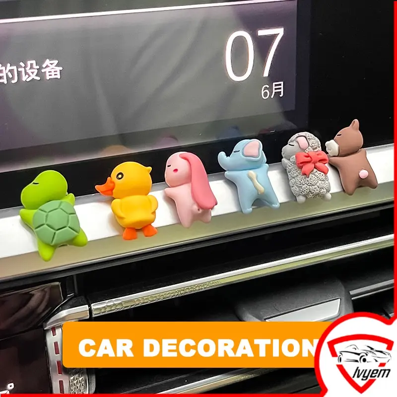 Universal Car Dashboard Decoration/ Motorcycle Rearview Mirror Mini Cartoon Animal Ornament Lovely Bunny Turtle Lamb Modeling Resin Doll