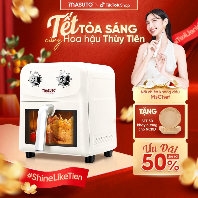 Nồi chiên không dầu 6L Masuto -  KLS 2 - Siêu đầu bếp tại gia TẶNG 30 KHAY GIẤY NẾN DÙNG 1 LẦN