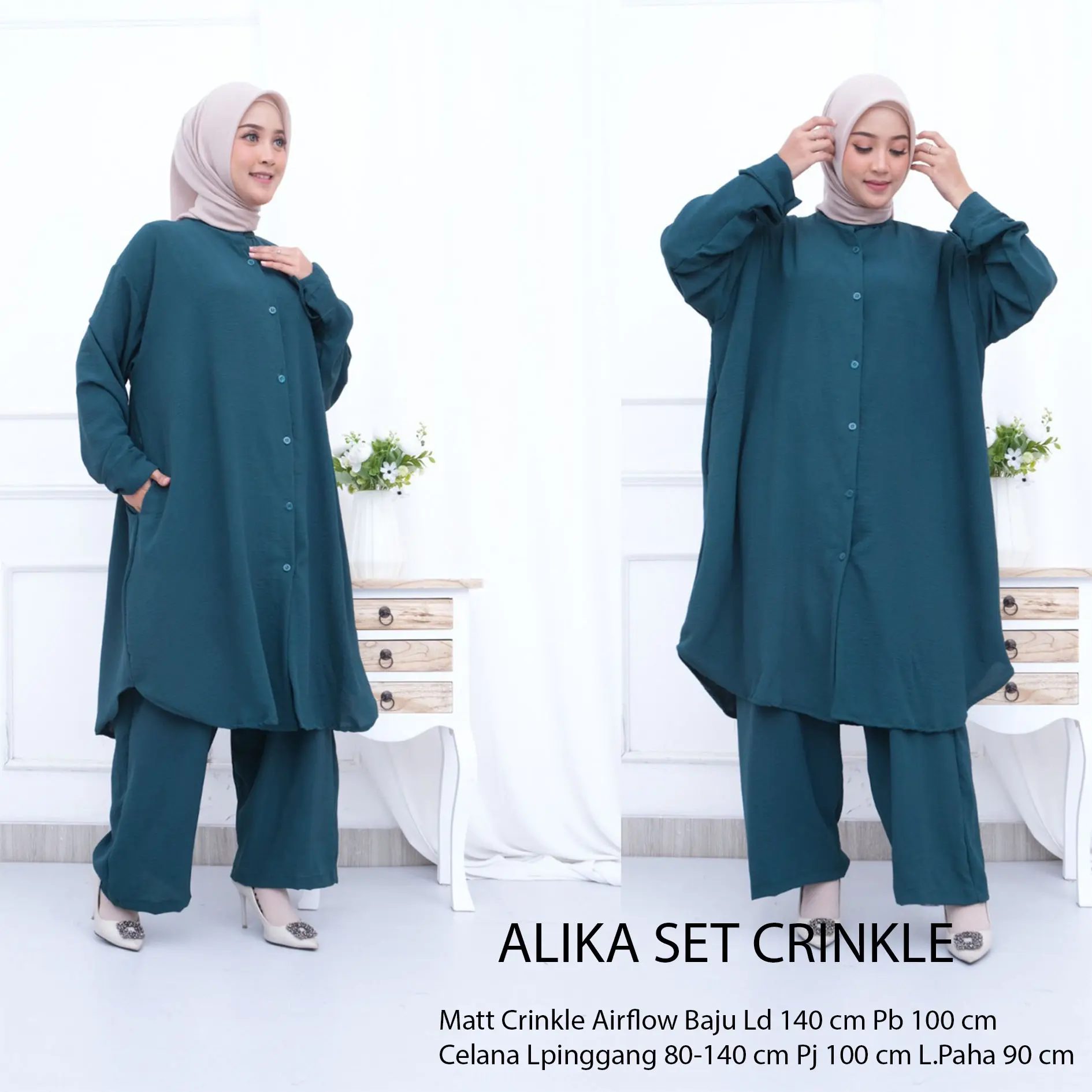 Set Jumbo Setelan Super Besar Polos LD 140 Muat bb 100 Kg Bahan Crinkle Airflow Lembut