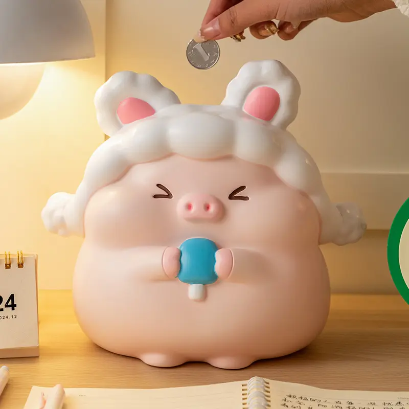 Ống Tiêt Kiệm Hoạt Hình Heo Ăn Kem Ống Heo Đựng Tiền Lợn Tiết Kiệm Trang Trí Ống Tiết Kiệm 2