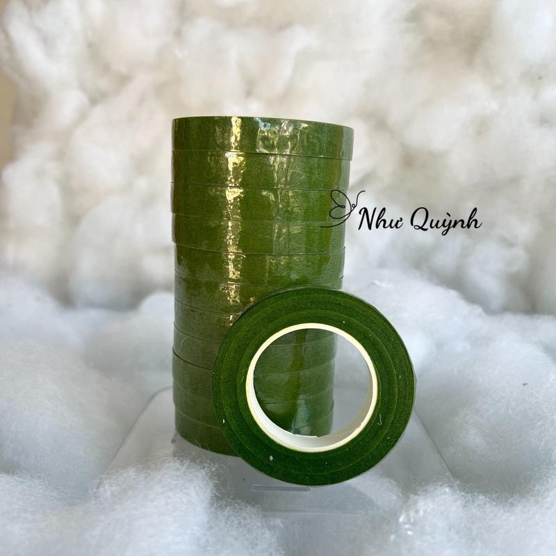 Lốc 12 cuộn băng keo sáp quấn cành, làm thân cây hoa giả, handmade, quấn thân hoa trang trí 0