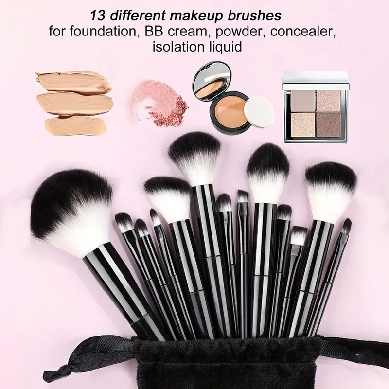 Makeup Brush Set, 13pcs/set Soft Fluffy Professional Cosmetic Foundation Powder Eyeshadow Kabuki Blending Make Up Brush with Bag, Makeup Tool 3